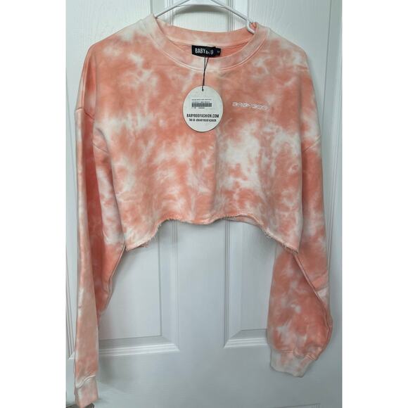 BabyBoo Medium NWT "Peach Tie dye crop jumper" sweatshirt - Picture 6 of 7